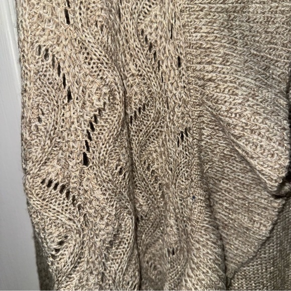 Covington Open Front Ruffle Cardigan Sweater Oatmeal Tan Beige Knit XL Preowned - Picture 6 of 14
